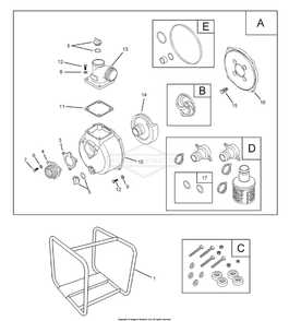 Water Pump Diagram and Parts List for 073035-0 WP2-35 Briggs and Stratton Water Pump